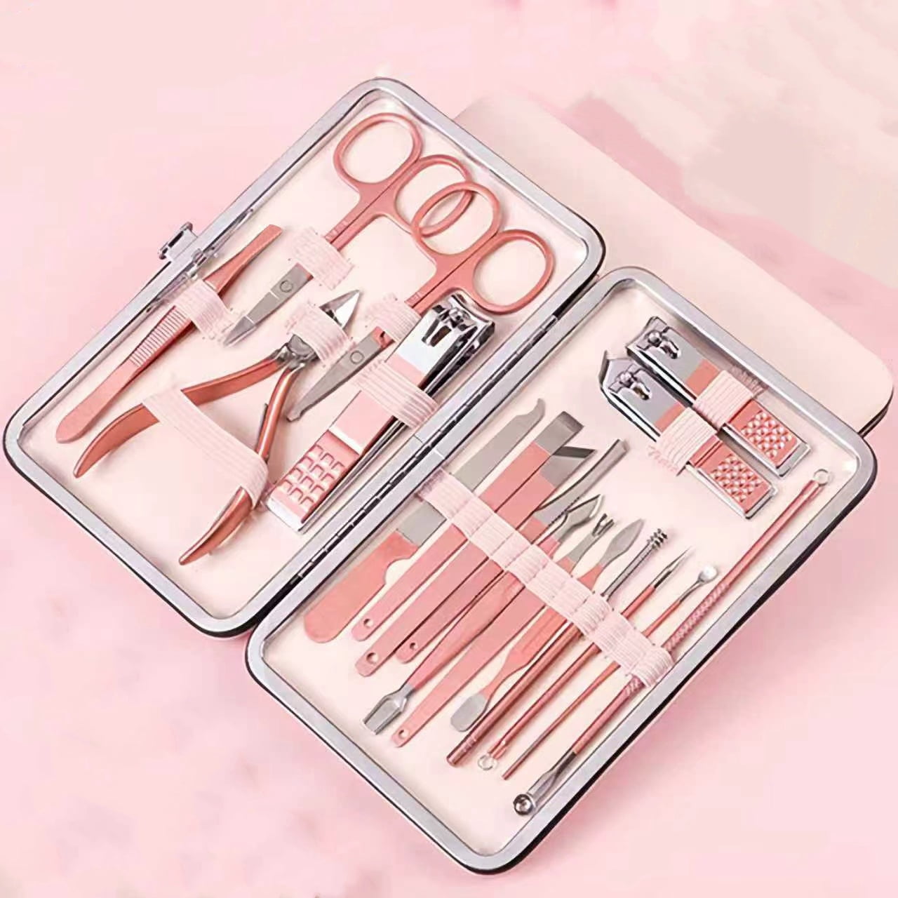 Xukmct 18 Pack Stainless Steel Nail Clipper Set Manicure Set Toenail Fingernail Cutters Grooming Kit for Women Men