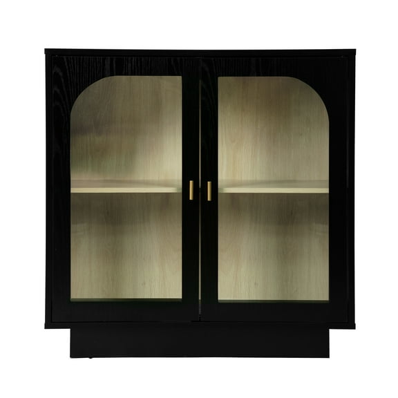 Xukmct 2 Door Storage Cabinet with 2 Shelves, Perfect for Living Room, Dining Room, Kitchen, Black