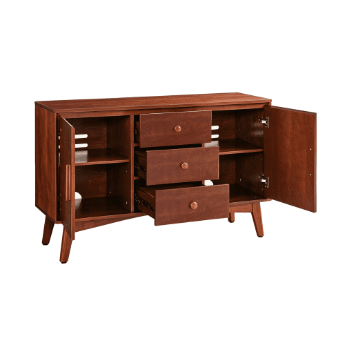 Xukmct 2 Doors Kitchen Storage Cabinet with 3 Drawers, 47.3" Wood Sideboard Buffet Cabinet for Kitchen, Dining Room, Living Room, Brown