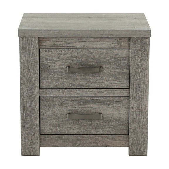 Xukmct 2 Drawers Wooden Beside Table Nightstand for Living Room, Bedroom, Gray