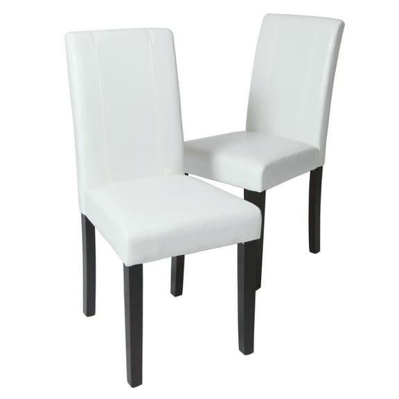 Xukmct 2 Pack Armless Dining Chair with Solid Wood Frame, PU Leather Side Chair for Home, Living Room, Dining Room, White