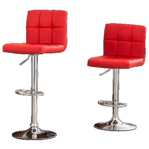 Xukmct 2 Pack Faux Leather Adjustable Swivel Bar Stool for Dining Room, Bar, Living Room,Red