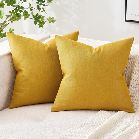 Xukmct 2 Pack Linen Throw Pillow Covers Decorative Pillow Cases Square Pillowcase for Couch Sofa Chair Bed, 18x18 inch