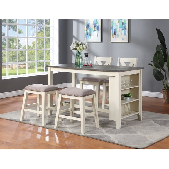 Xukmct 2 Pack Modern Upholstered Seat Dining Chair with Footrest, Counter Height Bar Stools, White
