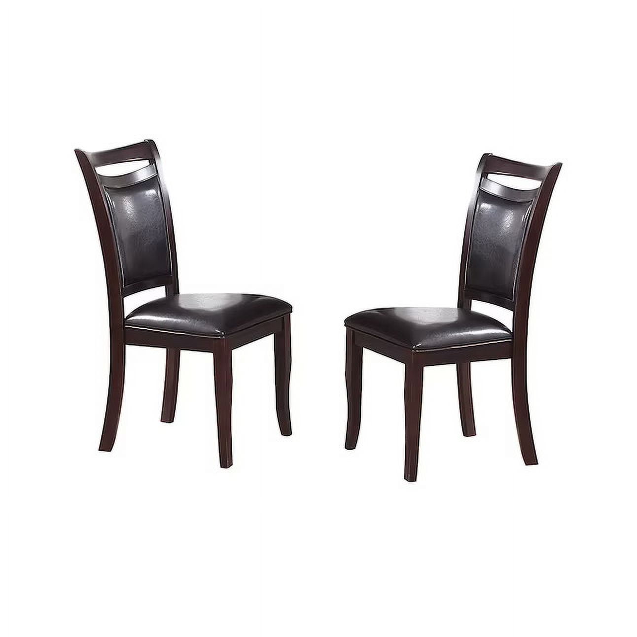 Dark Brown Faux Leather Upholstered Side Chair Set of 2