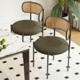 thumbnail image 1 of Xukmct 2 Pack Rattan Back Side Chair with Metal Legs, Upholstered Dining Chair for Dining Room, Living Room, Green, 1 of 10
