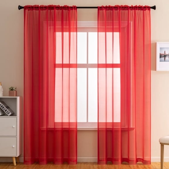 Xukmct 2 Pack Rod Pocket Window Curtains Sheer Curtains Light Filtering Window Drapes for Living Room/Bedroom, 39" x 78"