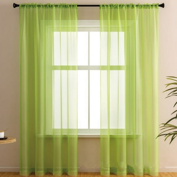 Xukmct 2 Pack Rod Pocket Window Curtains Sheer Curtains Light Filtering Window Drapes for Living Room/Bedroom, 55" x 54"