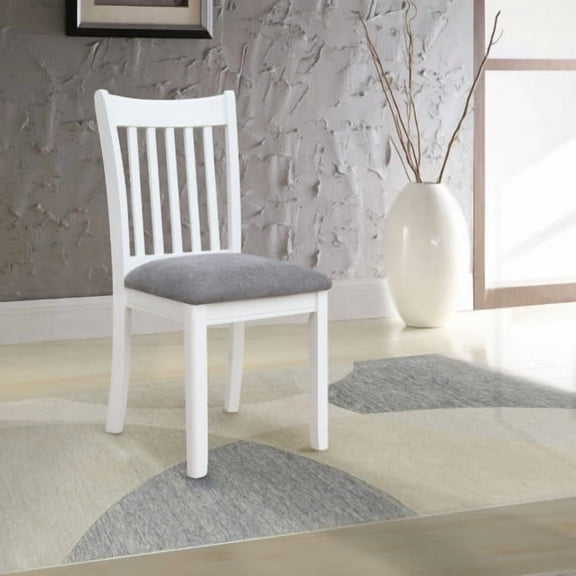 Xukmct 2 Pack Upholstered Seat Side Chair with Wood Frame, Dining Chair for Living Room, Dining Room, Office, White