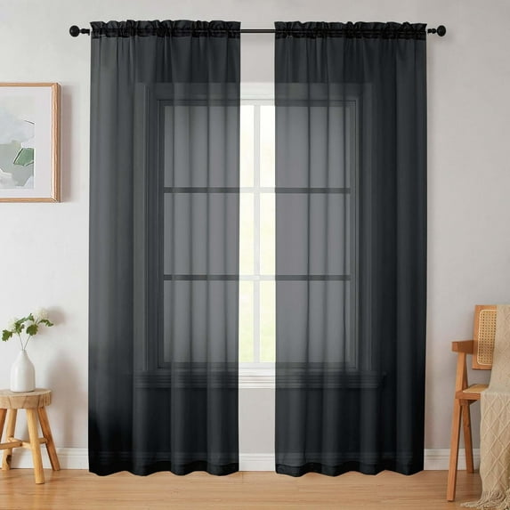 Xukmct 2 Panels Elegant Sheer Curtains Light Filtering Window Curtains Drapes for Living Room, Bedroom, 39"x98"