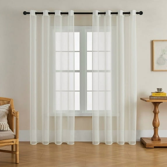 Xukmct 2 Panels Window Sheer Curtains Light Filtering Curtain Solid Color Window Drapes for Bedroom, Living Room, 54" x 144"