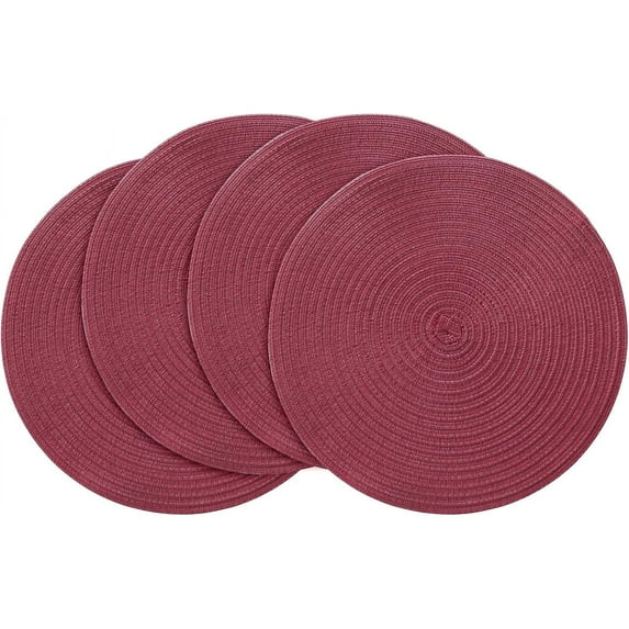 Xukmct 2 Pcs 15 Inch Round Placemats Braided Woven Non Slip Place Mats Heat Resistant Table Mats for Dining Table