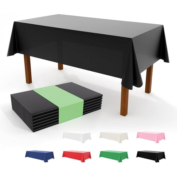 Xukmct 2 Pcs Disposable Plastic Tablecloth 54 x 108 Inch Solid Color Rectangle Table Cover Decorative Table Cloths