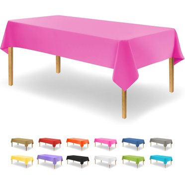 12-Pack Disposable Plastic Tablecloths – 54x108 Inch Rectangle Covers For Parties, Thanksgiving, Halloween (Bright Colors)