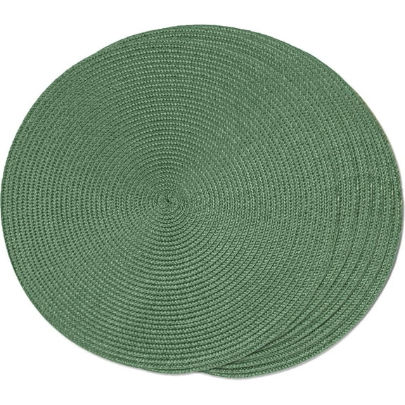 Xukmct 2 Pcs Round Braided Placemats Table Mats 15" Woven Washable Non Slip Place Mats for Dining Table