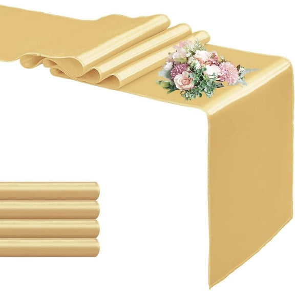 Xukmct 2 Pcs Smooth Silk Fabric Table Runners Rectangle Satin Table Runners for Birthday Wedding Party Banquets, 12 x 108 Inch