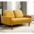 thumbnail image 1 of Xukmct 2 Seater Loveseat Sofa with Wood Legs, Upholstered Velvet Sofa Couch Living Room, Home, Apartment, Office, Yellow, 1 of 8