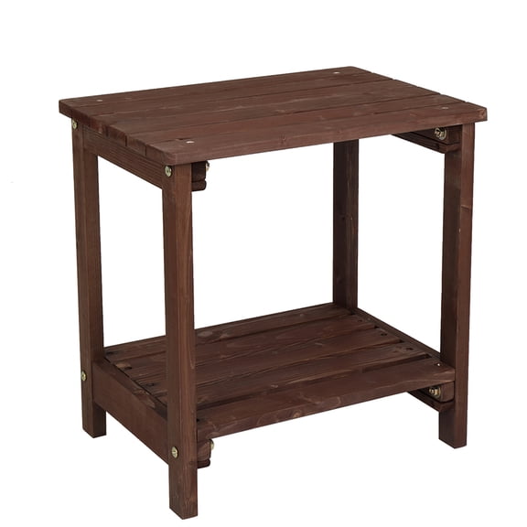 Xukmct 2 Tier Wood Side Table for Home, Garden, Office, Light Brown