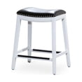 thumbnail image 1 of Xukmct 24" Black Leather Seat Backless Counter Bar Stool with Footrest, Barstool for Home Bar Dining Room, White, 1 of 5