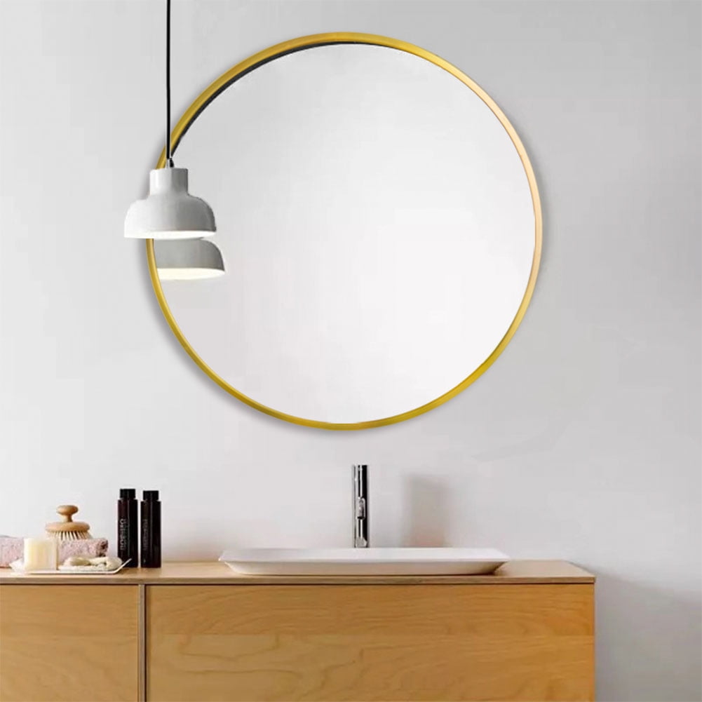 Xukmct 28" Gold Frame Hanging Round Mirror Wall Mirror for Living Room ...