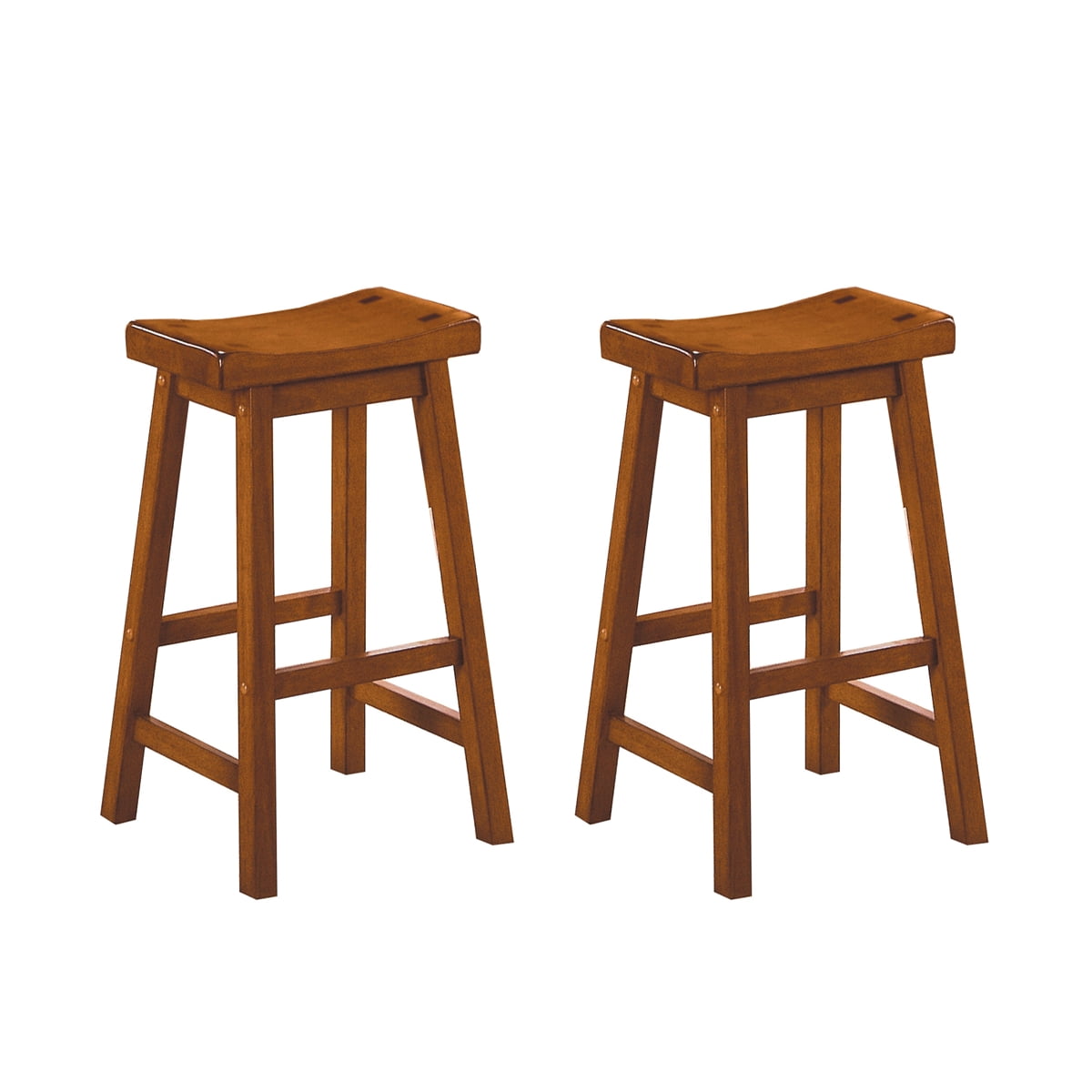 Saddle Style 24" Backless Solid Wood Bar Stool in Brown