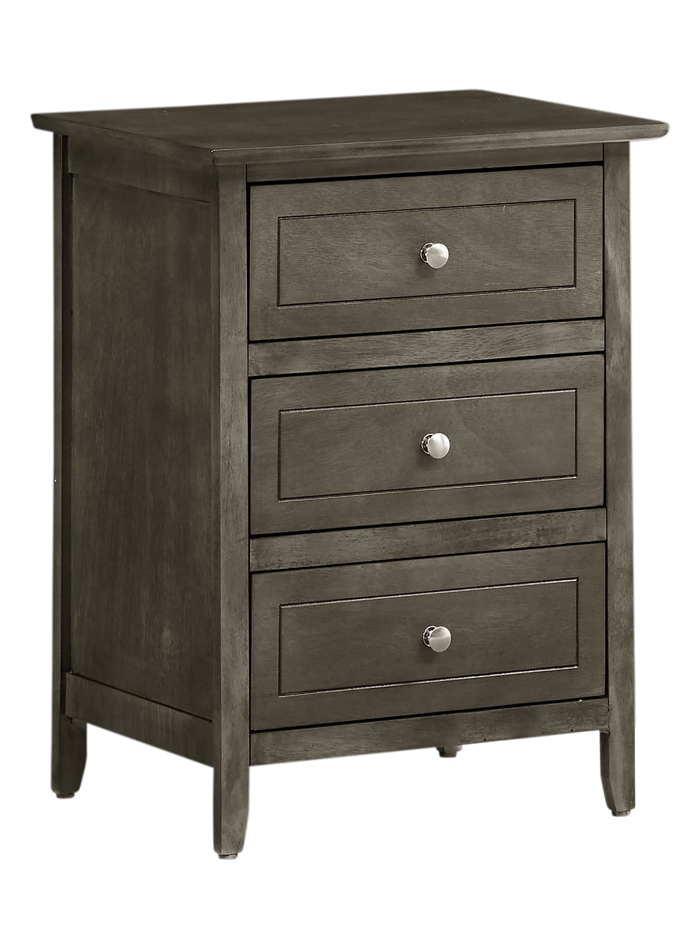 Gray Particle Board 3-Drawer Nightstand for Bedroom