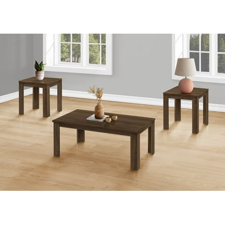 Xukmct 3 Pack Table Set, Wood Coffee Table End Table Side Table for Living Room, Office, Brown