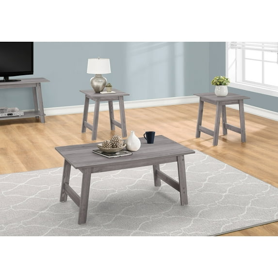Xukmct 3 Pack Table Set, Wood Coffee Table End Table Side Table for Living Room, Office, Gray