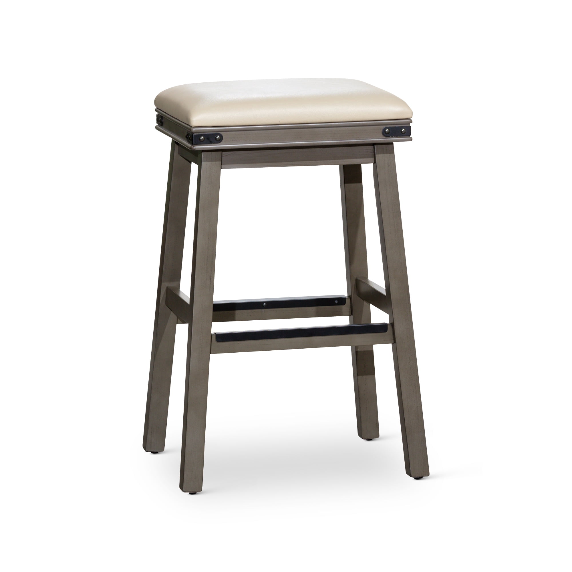 Xukmct 30" Gray Leather Seat Backless Bar Stool with Footrest, Barstool ...