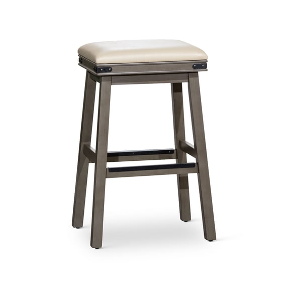 Xukmct 30" Gray Leather Seat Backless Bar Stool with Footrest, Barstool for Home Bar Dining Room, Gray