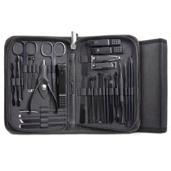 Xukmct 32 Pack Nail Clippers Grooming Manicure Kit Pedicure Set Fingernail Toenail Clippers for Women Men, Black