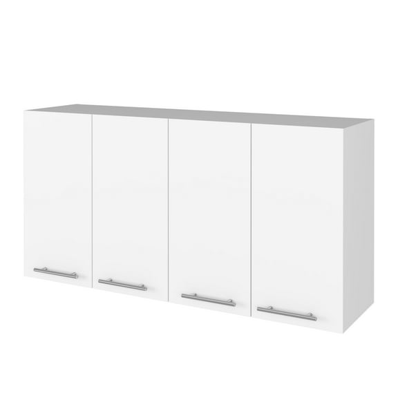 Xukmct 4 Doors Wall Cabinet with 4 Inner Shelves, Perfect for Living Room, Kitchen, White