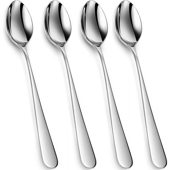 Xukmct 4 Pack Long Handle Tea Coffee Spoon Stainless Steel Tea Spoons Silverware Set for Home, Kitchen, Dining Room, Restaurant, 7.3inch