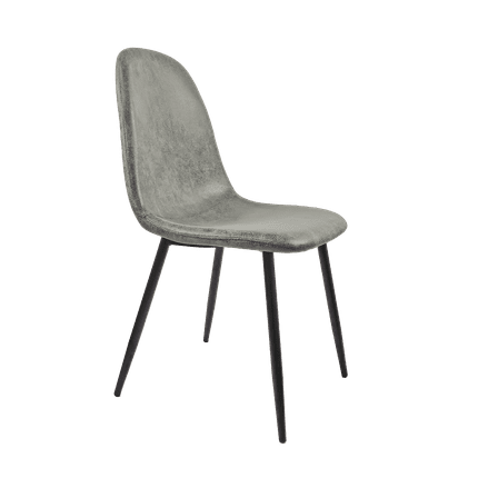 Xukmct 4 Pack Suede Upholstered Seat Dining Chair Set with Black Metal Legs, Perfect for Living Room, Dining Room, Dark Gray