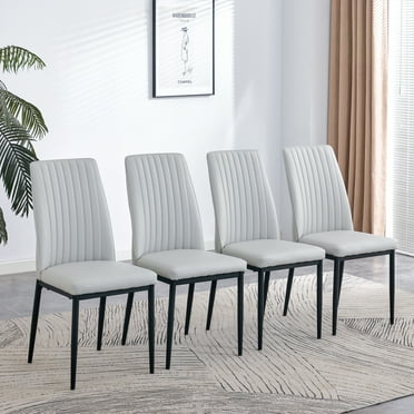 Xukmct 4 Pack Upholstered Seat Dining Chair with Metal Legs, Side Chair for Living, Bedroom, Restaurant, Gray