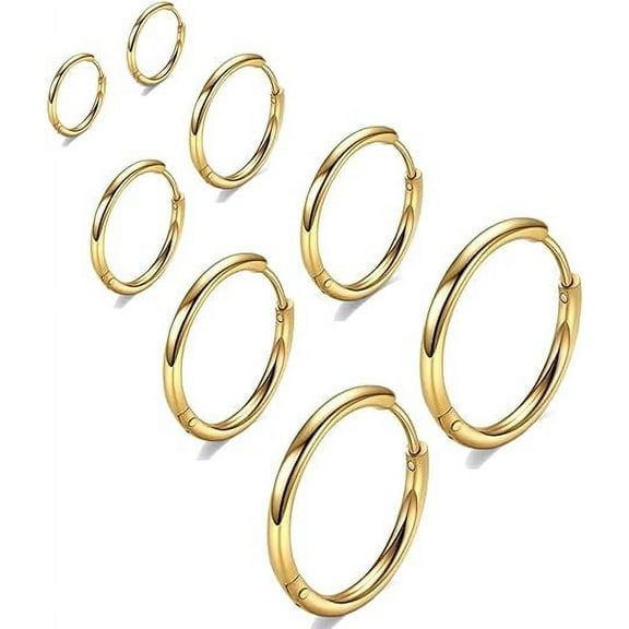 Xukmct 4 Pairs Gold Hoop Earrings Set 14K Gold Plated Small Hoop Earrings Set for Women Men