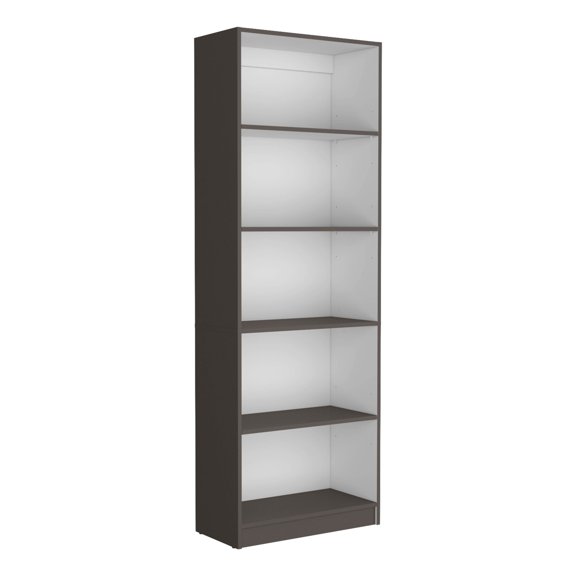 Xukmct 4 Tier Wood Open Bookshelf Bookcase for Living Room, Office, Gray + White