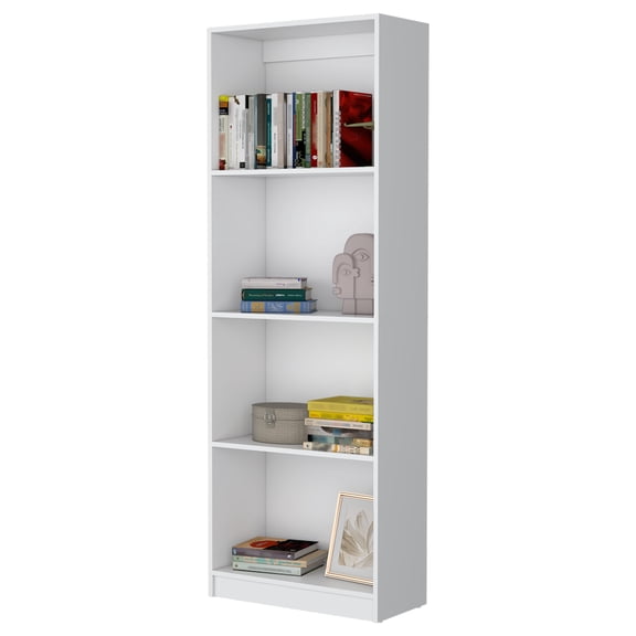 Xukmct 4 Tiers Open Bookshelf Wood Bookcase Books Storage Rack for Living Room, Office, White