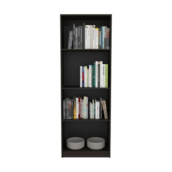 Xukmct 4 Tiers Wood Bookshelf Bookcase Book Storage Rack for Living Room, Office, Dark Brown