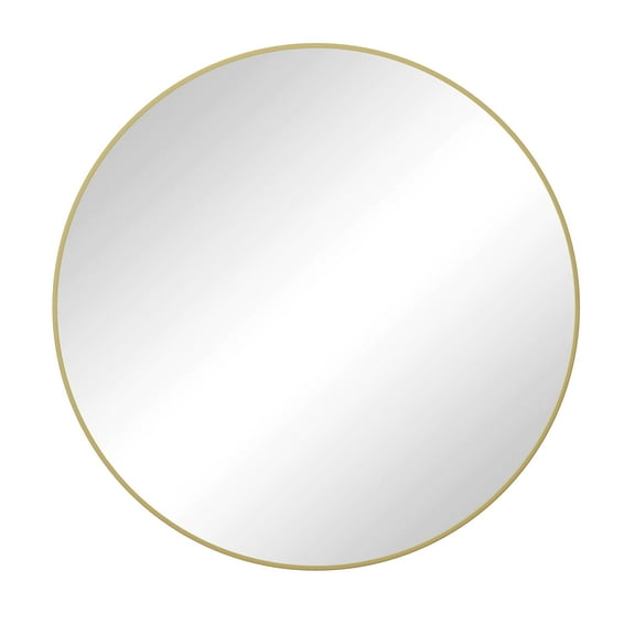 Xukmct 42 Inch Gold Round Makeup Mirror Metal Frame Wall Mirror for Bathroom, Living Room, Bedroom