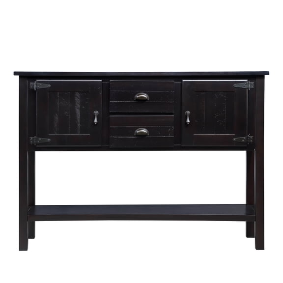 Xukmct 48" Wood Console Table with 2 Drawers and Bottom Shelf, Buffet Cabinet for Living Room Kitchen Dining Room