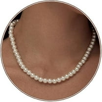 Xukmct 4mm Round Imitation Pearl Necklace Wedding White Pearl Choker Jewelry for Women