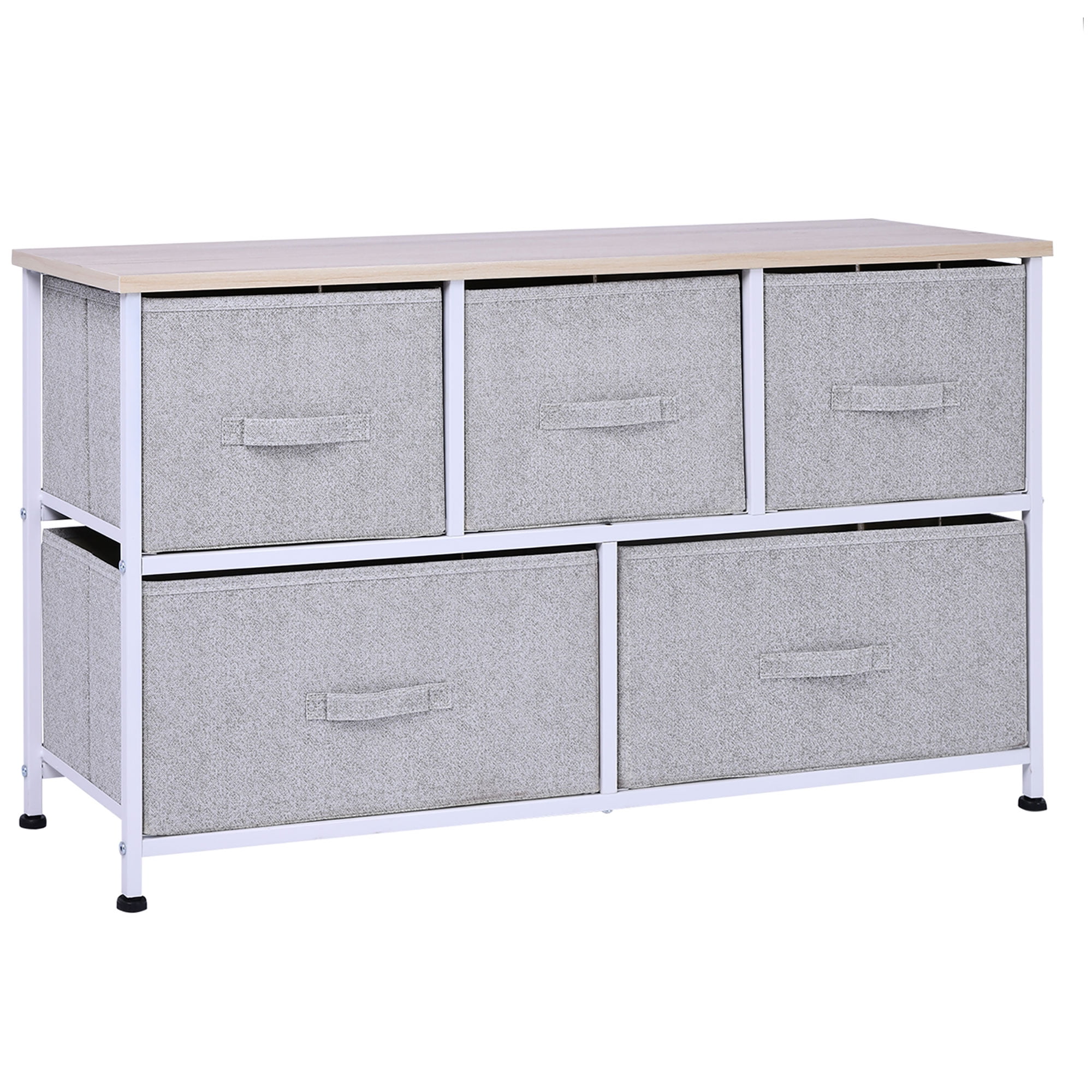 Gray Steel and Fabric 5-Drawer Storage Cube Dresser