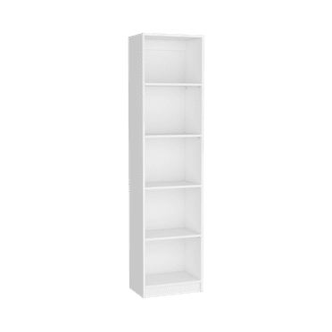 Xukmct 5 Open Shelves Book Storage Dispaly Rack Bookcase for Home, Office, White