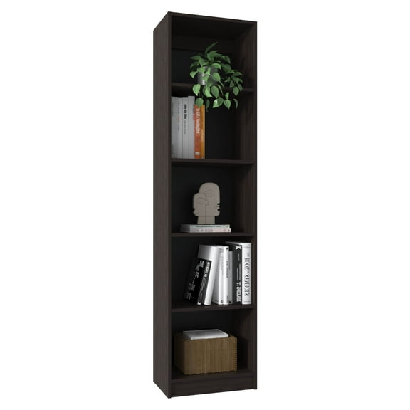 Xukmct 5 Tiers Wood Bookshelf Bookcase for Living Room, Offce, Dark Brown