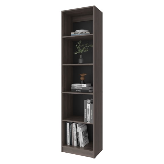 Xukmct 5 Shelves Bookcase Wood Bookshelf Book Storage Rack for Living Room, Office, Dark Brown