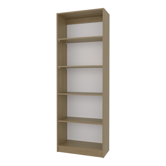 Xukmct 5 Tiers Open Bookshelf Wood Bookcase for Living Room, Office, Brown + White