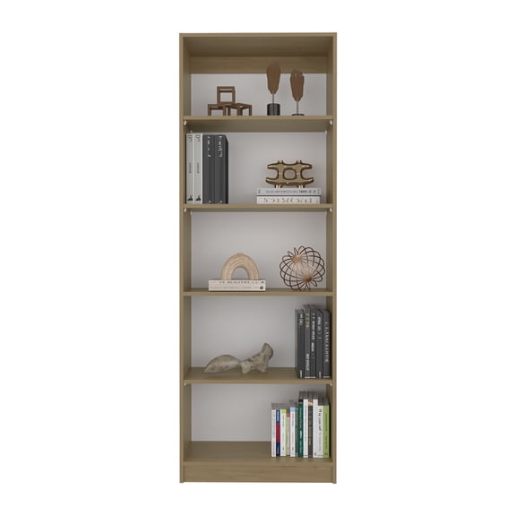 Xukmct 5 Tiers Wood Bookcase Bookshelf Display Storage Rack for Living Room, Office, Brown+White