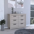 thumbnail image 1 of Xukmct 6 Drawer Dresser for Living Room, Wood Cabinet with Metal Handle, Light Gray, 1 of 8
