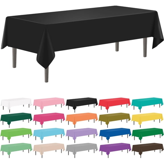 Xukmct 6 Pcs Plastic Tablecloths Disposable Table Covers Rectangle Table Cloths for BBQ Picnic Birthday Wedding Parties, 54" x 108"